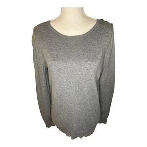 Anne Klein Sport Women's Medium Fine Weave‎ Gray Pullover Crewneck Sweater